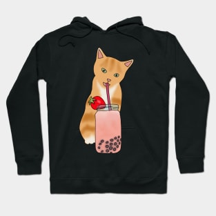 Cat Strawberry boba (fluffy orange cat) Hoodie